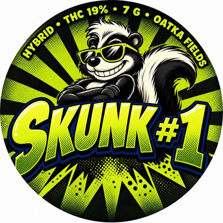 Skunk #1 label in the Retro comic style on a 3" round